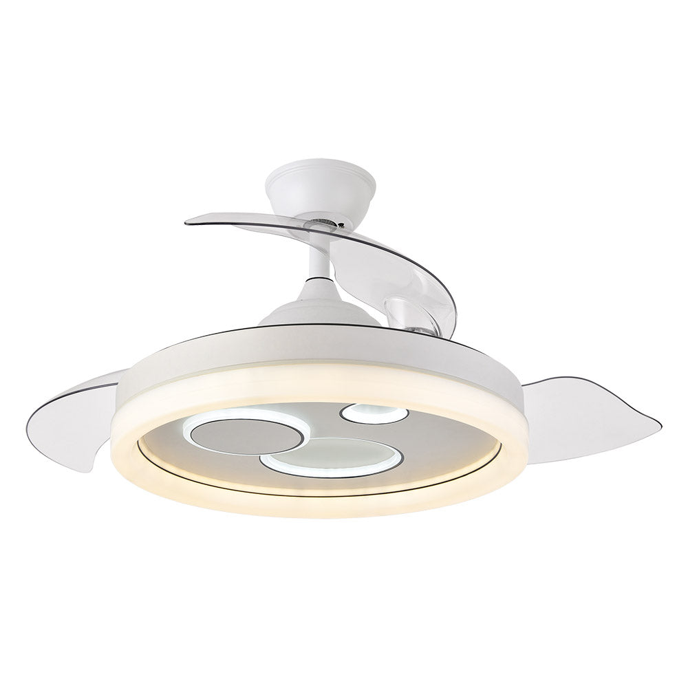Ventilador de techo retráctil Fabrilamp Turia LED blanco 3 palas motor DC 3000-6000K Ø107cm 72W — vista 4