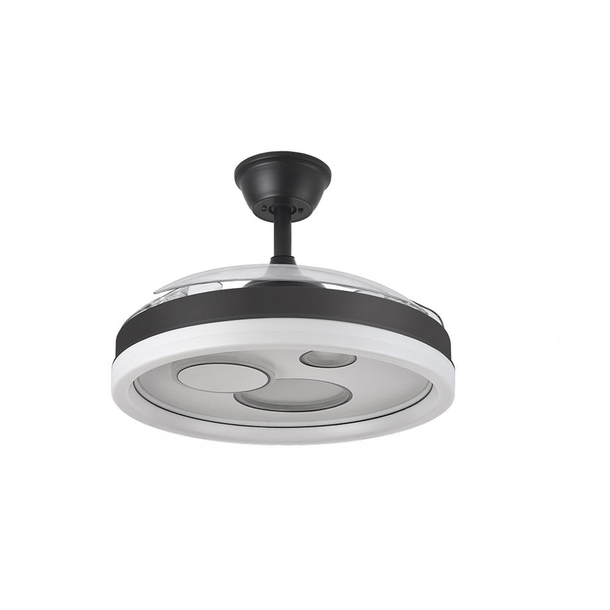 Ventilador de techo retráctil Fabrilamp Turia LED negro blanco 3 palas motor DC 3000-6000K Ø107cm — vista 3