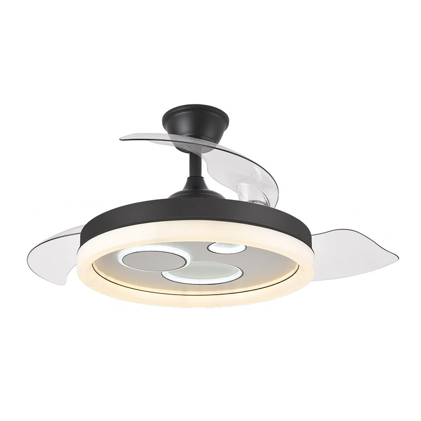 Ventilador de techo retráctil Fabrilamp Turia LED negro blanco 3 palas motor DC 3000-6000K Ø107cm — vista 4
