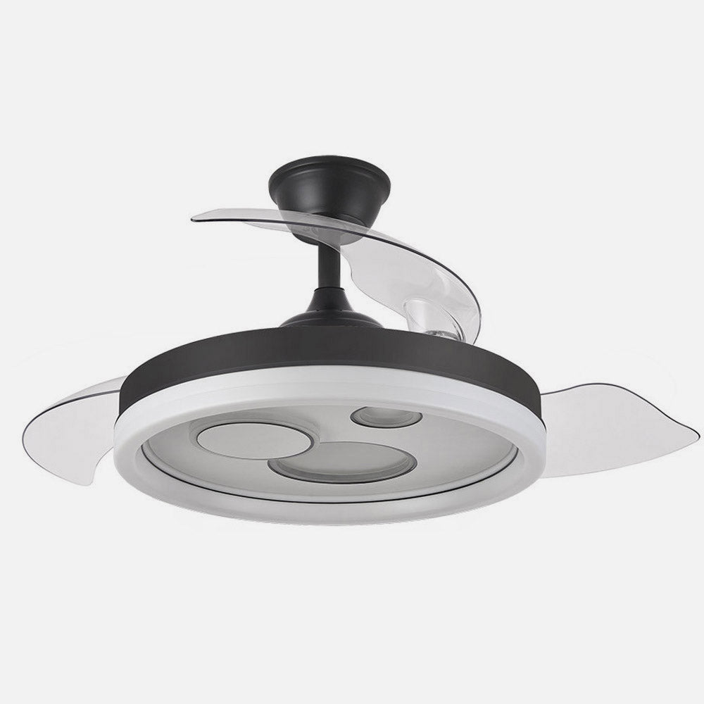 Ventilador de techo retráctil Fabrilamp Turia LED negro blanco 3 palas motor DC 3000-6000K Ø107cm — vista 2