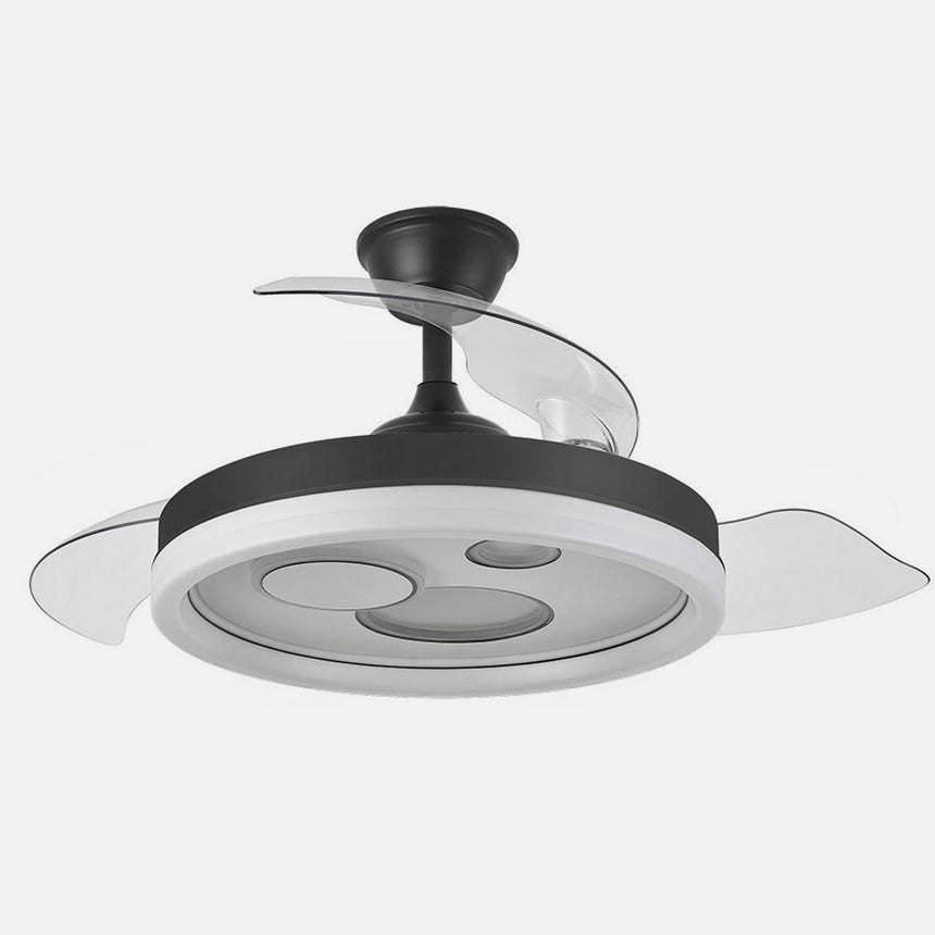 Ventilador de techo retráctil Fabrilamp Turia LED negro blanco 3 palas motor DC 3000-6000K Ø107cm — vista 2