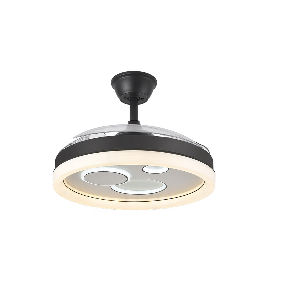 Ventilador de techo retráctil Fabrilamp Turia LED negro blanco 3 palas motor DC 3000-6000K Ø107cm — vista 5