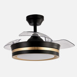 Ventilador de techo retráctil Fabrilamp Viper LED negro dorado 3 palas motor DC Ø91cm 48W 208999016
