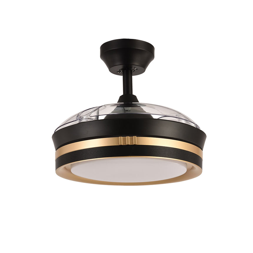 Ventilador de techo retráctil Fabrilamp Viper LED negro dorado 3 palas motor DC 3000-6000K Ø91cm 48W — vista 4
