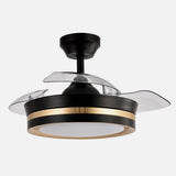 Ventilador de techo retráctil Fabrilamp Viper LED negro dorado 3 palas motor DC 3000-6000K Ø91cm 48W — vista 1