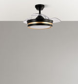 Ventilador de techo retráctil Fabrilamp Viper LED negro dorado 3 palas motor DC 3000-6000K Ø91cm 48W — vista 3