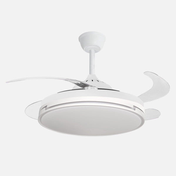 Ventilador de techo retráctil Fabrilamp Papiro LED blanco 4 palas motor DC Ø107cm 59W 212591301