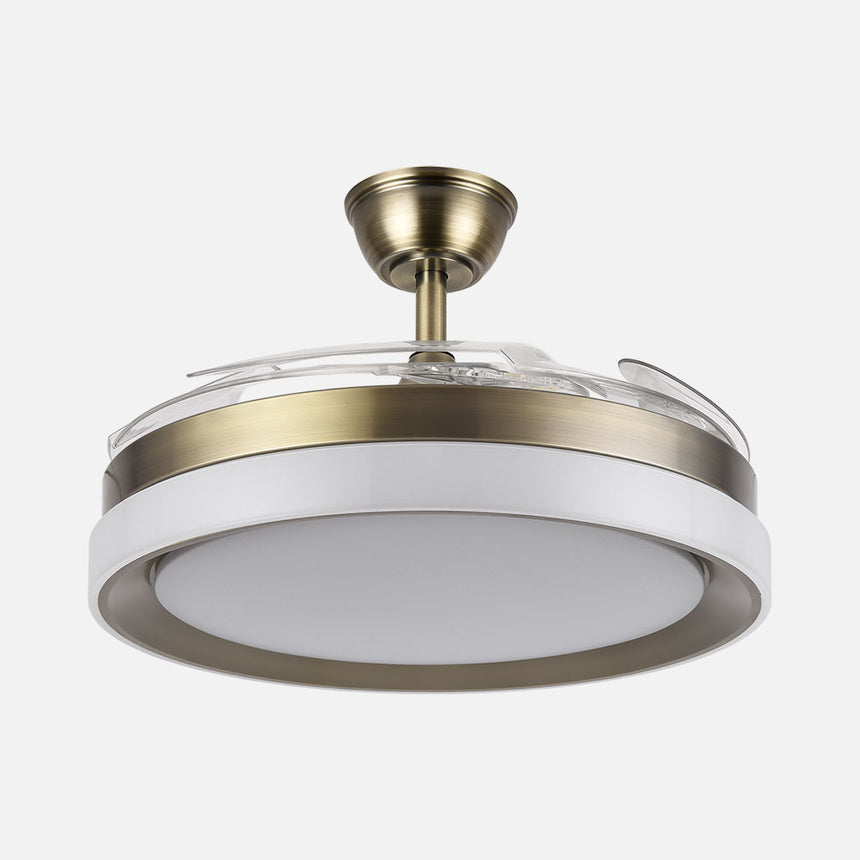 Ventilador de techo retráctil Fabrilamp Zenit LED cuero 4 palas motor DC 3000-6000K Ø107cm 59W — vista 2