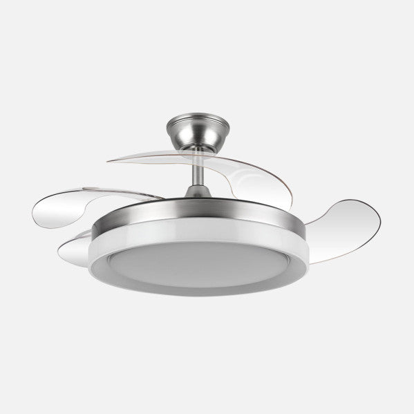 Ventilador de techo retráctil Fabrilamp Zenit LED níquel 4 palas motor DC Ø107cm 59W 208491303