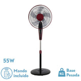 Ventilador de pie Fabrilamp Borlon burdeos negro 5 palas Ø43cm 213941030