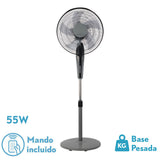 Ventilador de pie Fabrilamp Borlon negro gris 5 palas Ø43cm — vista 1