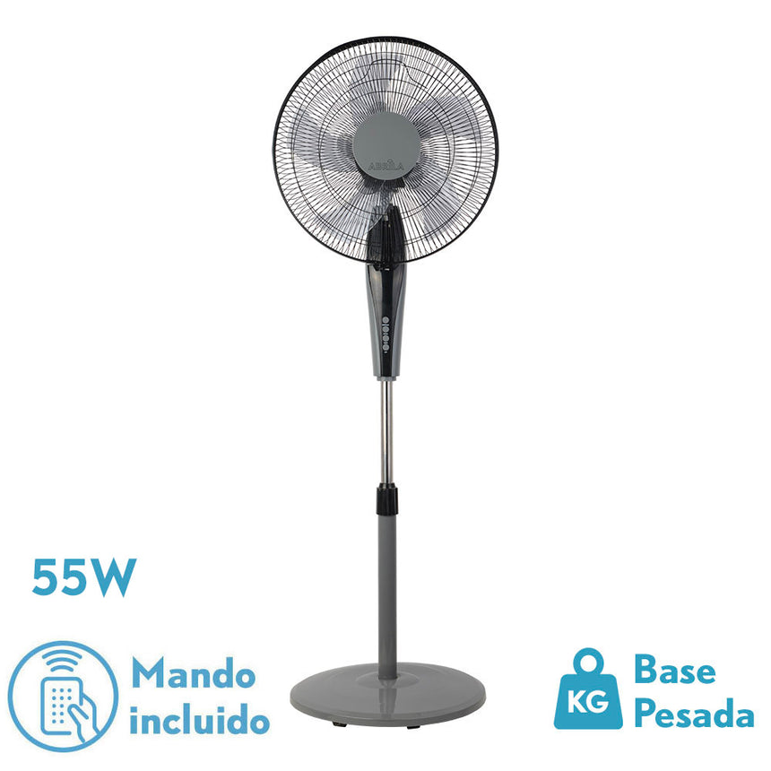 Ventilador de pie Fabrilamp Borlon negro gris 5 palas Ø43cm — vista 1