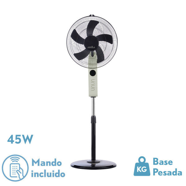 Ventilador de pie Fabrilamp Circus negro beis 5 palas Ø43cm 207541015