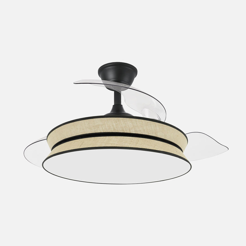 Ventilador de techo retráctil Fabrilamp Decor LED negro natural 3 palas motor DC 3000-6000K Ø108cm — vista 1