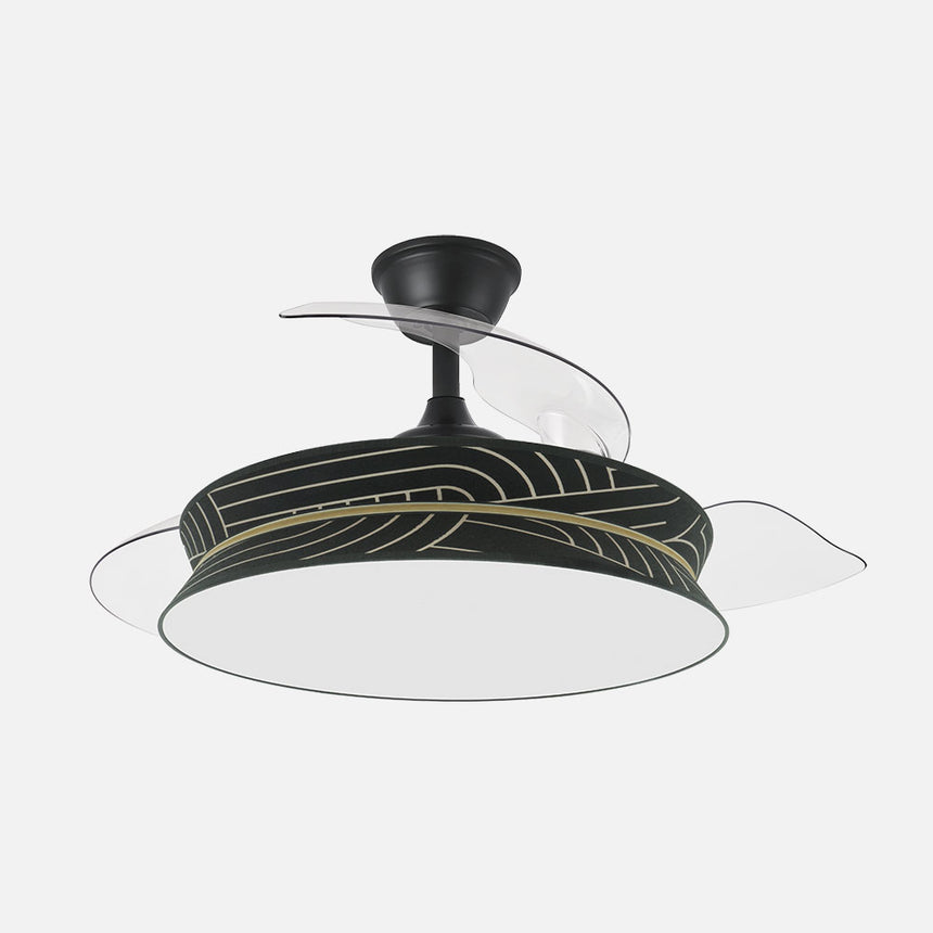 Ventilador de techo retráctil Fabrilamp Decor LED negro plata 3 palas motor DC 3000-6000K Ø108cm 72W — vista 1