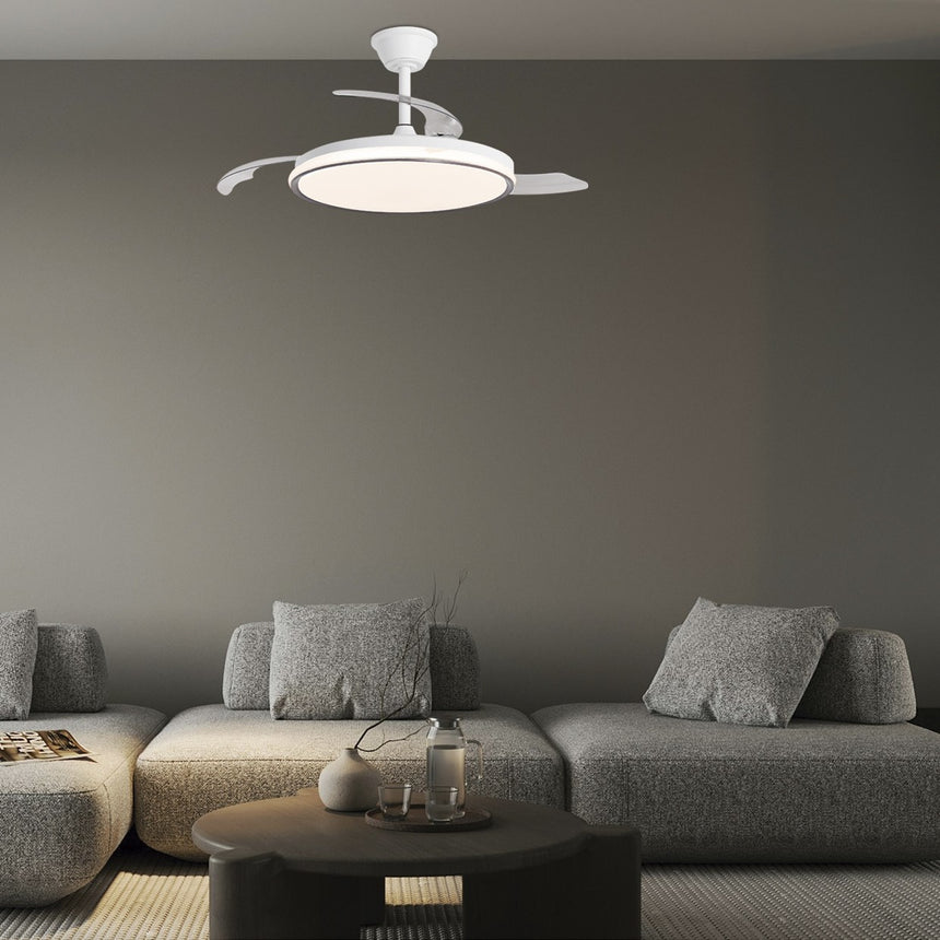 Ventilador de techo retráctil con luz AJP Dublin LED madera oscura 3 palas 3000-6500K Ø50cm 68W 16004 — vista 2