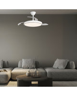 Ventilador de techo retráctil con luz AJP Dublin LED madera oscura 3 palas 3000-6500K Ø50cm 68W 16004