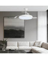 Ventilador de techo retráctil con luz AJP Dublin LED plata 3 palas 3000-6500K Ø50cm 68W 16002