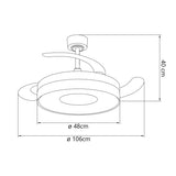 Ventilador de techo retráctil con luz AJP Duna LED blanco madera 3 palas 3000-6500K Ø50cm 50W 16051 — vista 2