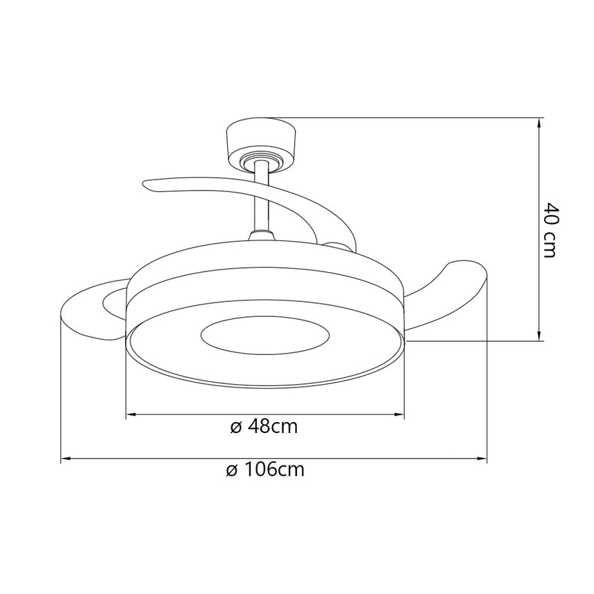 Ventilador de techo retráctil con luz AJP Duna LED blanco madera 3 palas 3000-6500K Ø50cm 50W 16051 — vista 2
