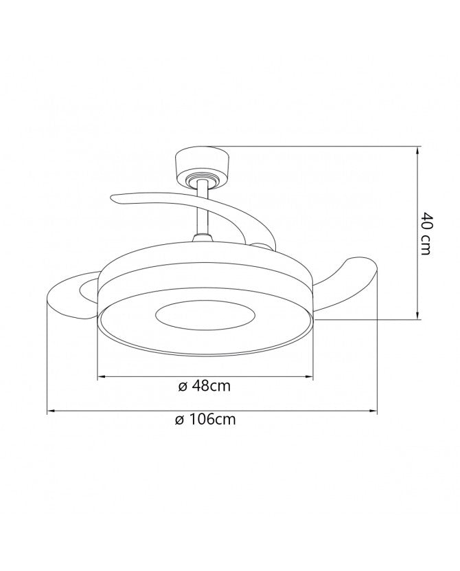 Ventilador de techo retráctil con luz AJP Duna LED blanco madera 3 palas 3000-6500K Ø50cm 50W 16051