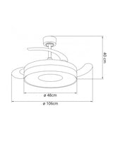 Ventilador de techo retráctil con luz AJP Duna LED blanco madera 3 palas 3000-6500K Ø50cm 50W 16052