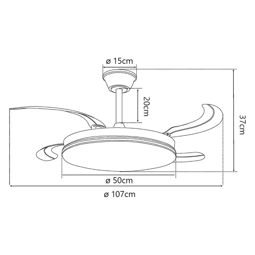 Ventilador de techo retráctil con luz AJP Ecos LED blanco 4 palas 3000-6500K Ø50cm 60W 11830 — vista 5