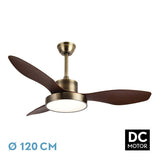 Ventilador de techo Fabrilamp Hayate LED cuero roble 3 palas motor DC Ø120cm 48W 128591336