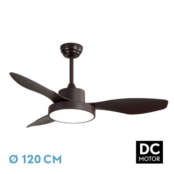 Ventilador de techo Fabrilamp Hayate LED marrón 3 palas motor DC Ø120cm 48W 128591302