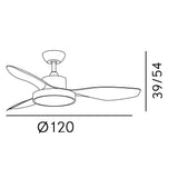 Ventilador de techo Fabrilamp Hayate LED marrón 3 palas motor DC 3000-6000K Ø120cm 48W — vista 4