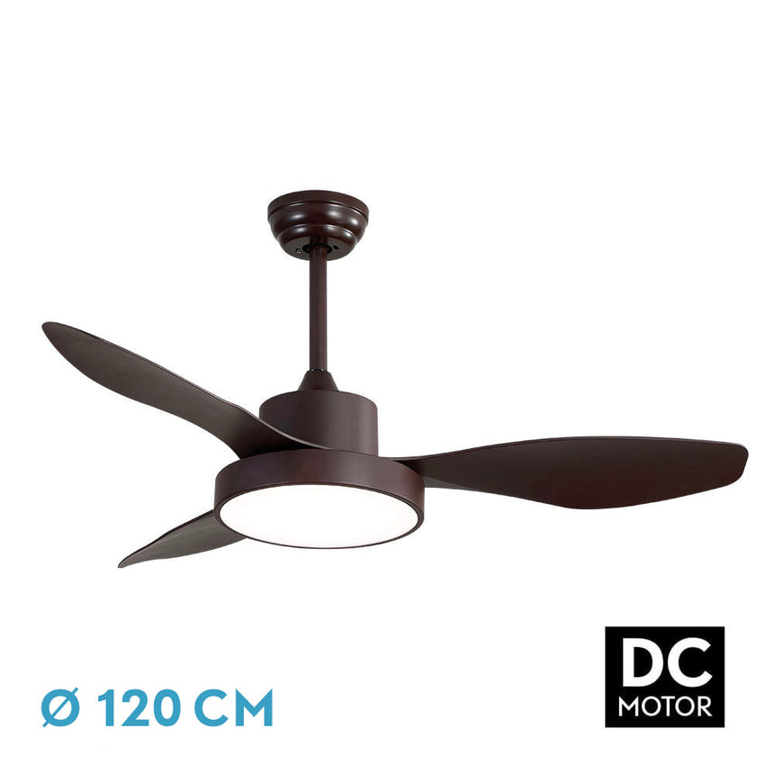 Ventilador de techo Fabrilamp Hayate LED marrón 3 palas motor DC 3000-6000K Ø120cm 48W — vista 1