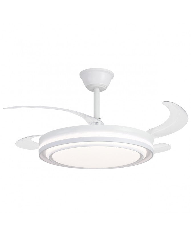 Ventilador de techo retráctil con luz AJP Korfu LED blanco 4 palas 3000-6000K 72W 16025