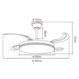 Ventilador de techo retráctil con luz AJP Korfu LED blanco 4 palas 3000-6000K 72W 16025 — vista 4