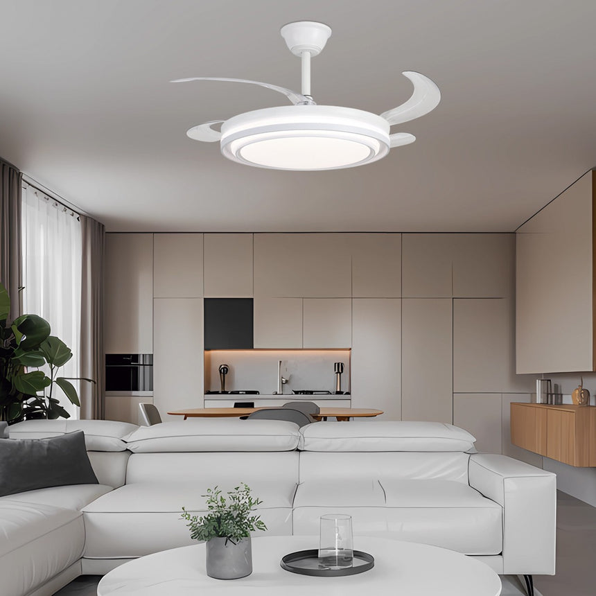Ventilador de techo retráctil con luz AJP Korfu LED blanco 4 palas 3000-6000K 72W 16025 — vista 3