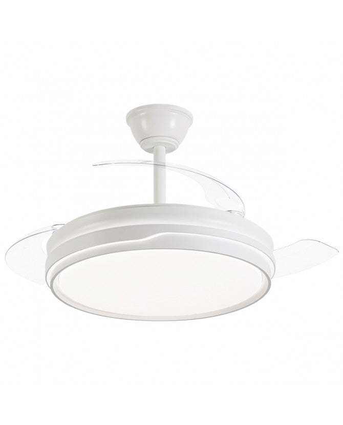 Ventilador de techo retráctil con luz AJP Lima LED blanco dorado 3 palas 3000-6500K Ø50cm 50W 16008