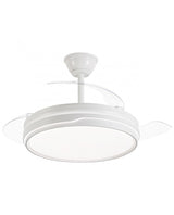Ventilador de techo retráctil con luz AJP Lima LED blanco plata 3 palas 3000-6500K Ø50cm 50W 16009
