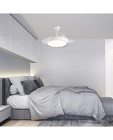 Ventilador de techo retráctil con luz AJP Lima LED blanco plata 3 palas 3000-6500K Ø50cm 50W 16009