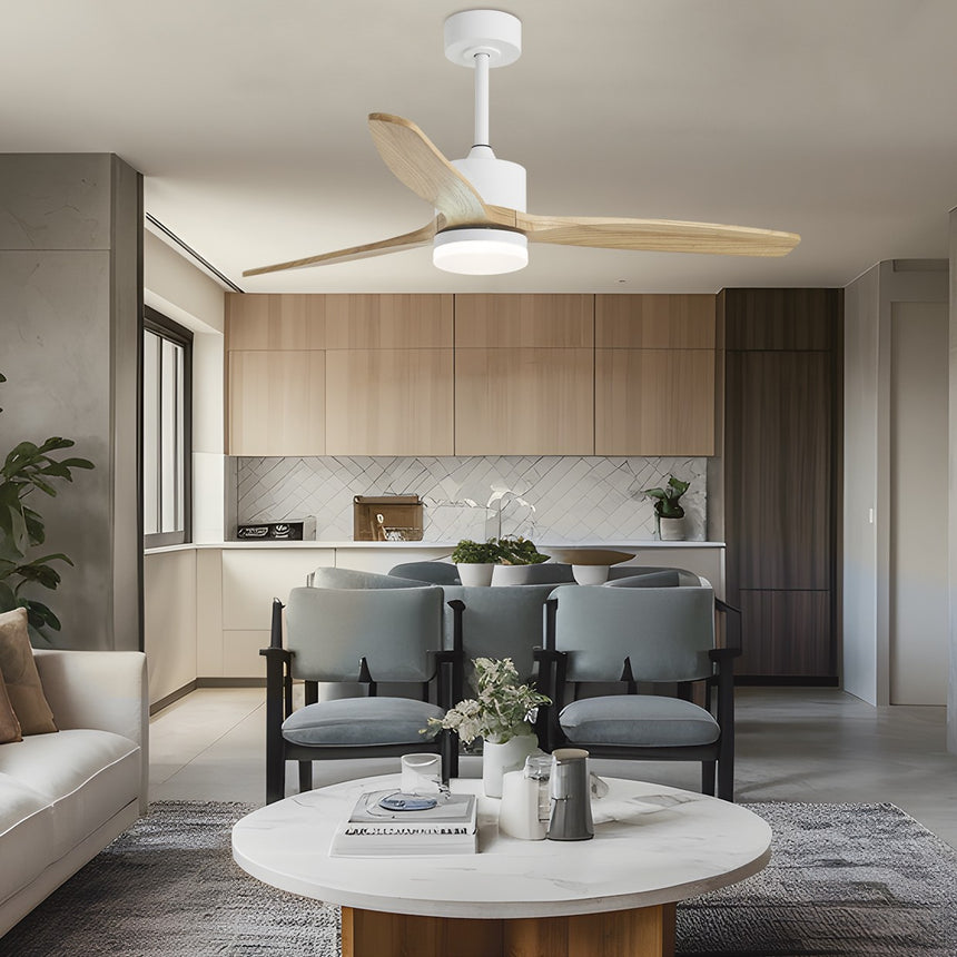 Ventilador de techo con luz AJP Madeira LED blanco madera natural 3 palas 3000-6500K Ø132cm 40W 16040 — vista 2