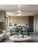 Ventilador de techo con luz AJP Madeira LED blanco madera natural 3 palas 3000-6500K Ø132cm 40W 16040