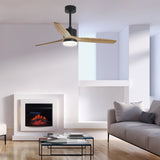 Ventilador de techo con luz AJP Madeira LED negro madera natural 3 palas 3000-6500K Ø132cm 40W 16041 — vista 2