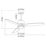 Ventilador de techo con luz AJP Madeira LED negro madera natural 3 palas 3000-6500K Ø132cm 40W 16041 — vista 3