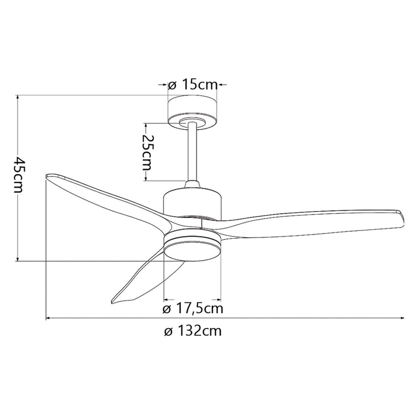 Ventilador de techo con luz AJP Madeira LED negro madera natural 3 palas 3000-6500K Ø132cm 40W 16041 — vista 3