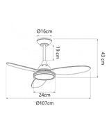 Ventilador de techo con luz AJP Mahon LED negro 3 palas Ø107cm 21W 11562