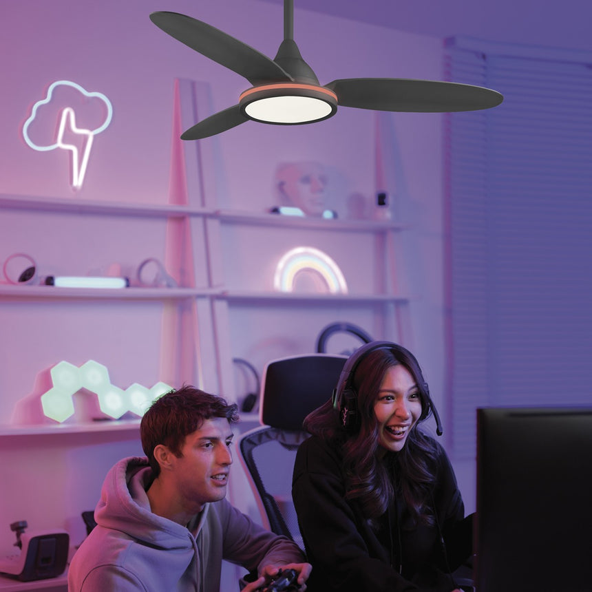 Ventilador de techo con luz AJP Mahon LED negro 3 palas Ø107cm 21W 11562 — vista 2