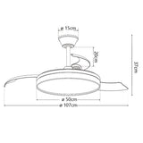 Ventilador de techo retráctil con luz AJP Malta LED café 3 palas 3000-6500K Ø50cm 68W 16006 — vista 3