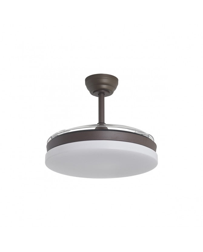 Ventilador de techo retráctil con luz AJP Malta LED café 3 palas 3000-6500K Ø50cm 68W 16006