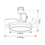 Ventilador de techo retráctil con luz AJP Malta LED cuero 3 palas 3000-6500K Ø50cm 54W 11531 — vista 6