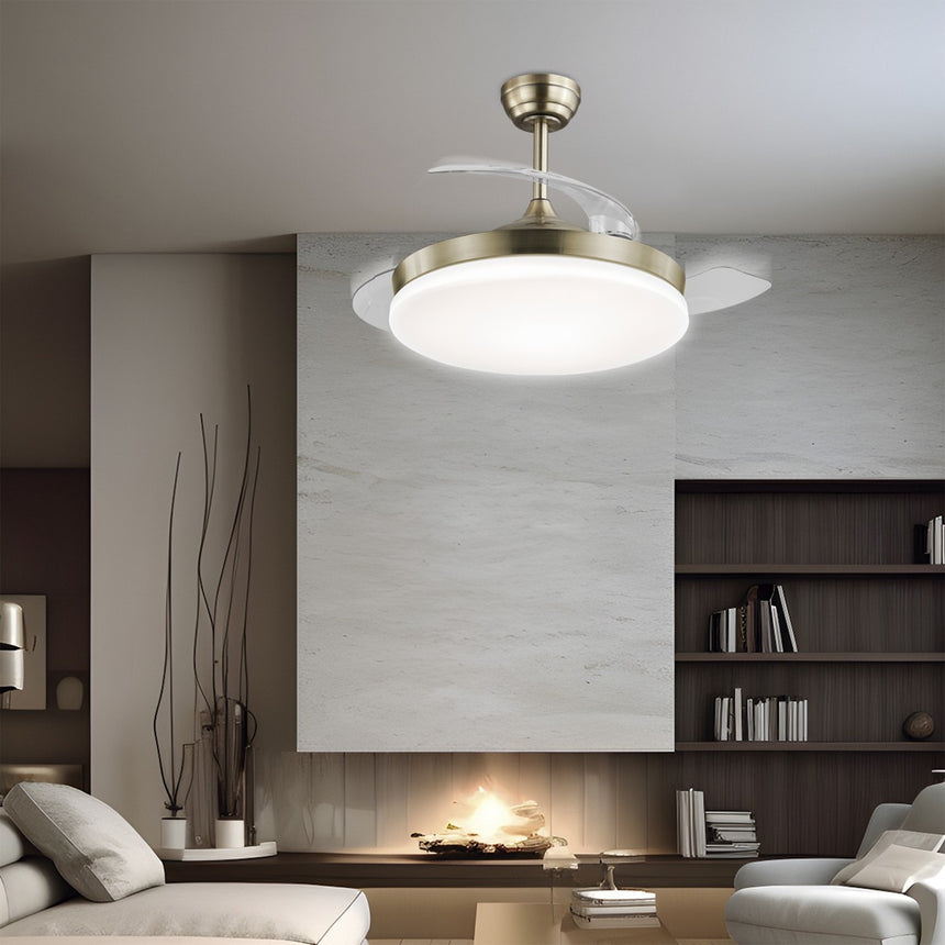 Ventilador de techo retráctil con luz AJP Malta LED cuero 3 palas 3000-6500K Ø50cm 54W 11531 — vista 2
