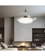 Ventilador de techo retráctil con luz AJP Malta LED cuero 3 palas 3000-6500K Ø50cm 54W 11531