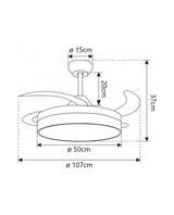 Ventilador de techo retráctil con luz AJP Malta LED cuero 3 palas 3000-6500K Ø50cm 54W 11531